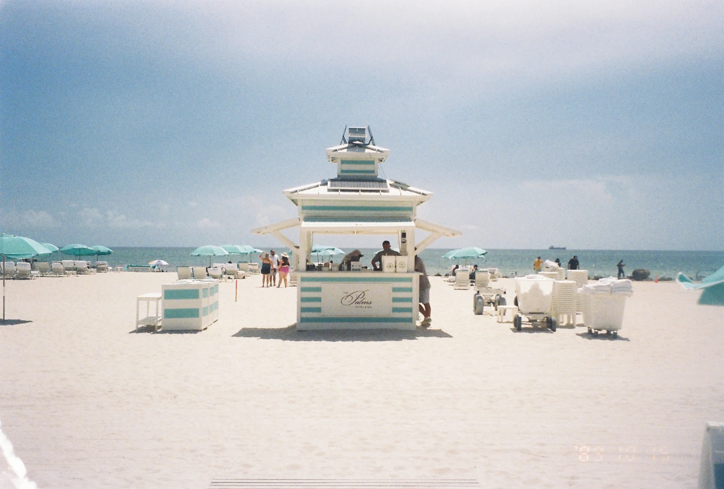 Bright white sand on south beach.